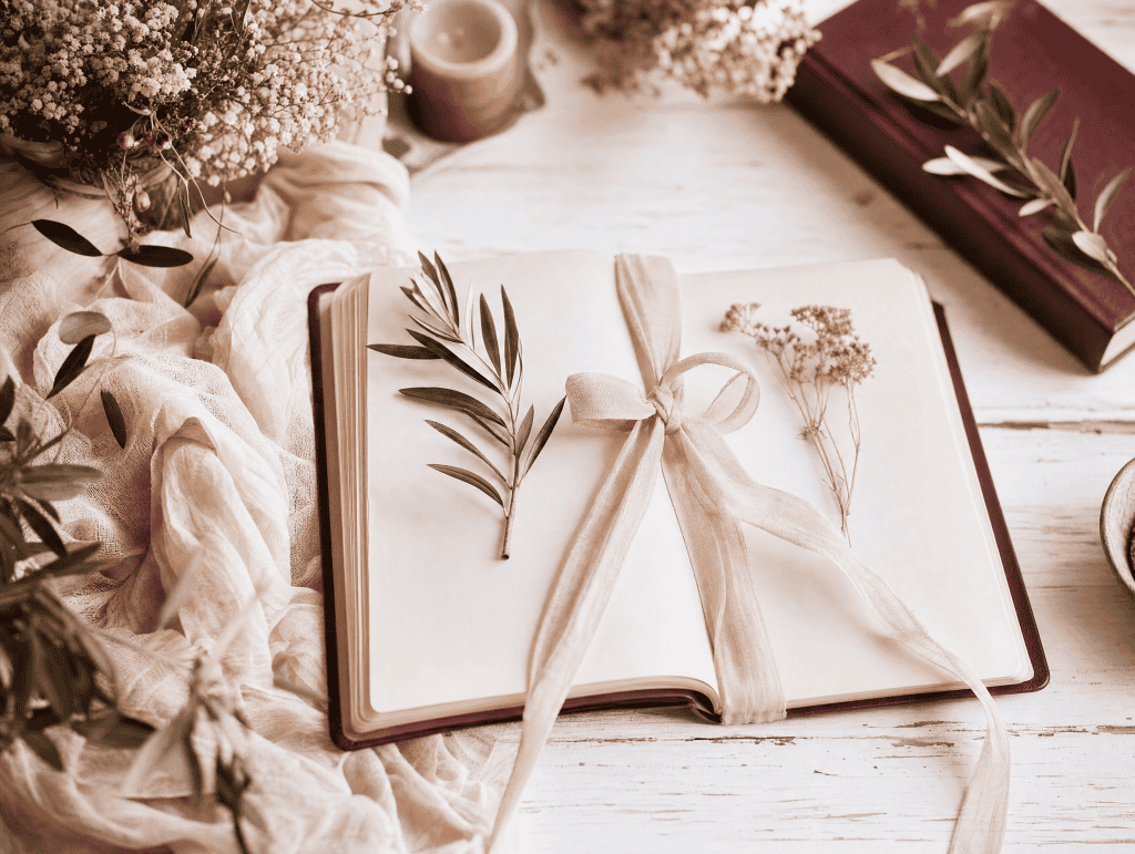 Open Bible with a small wooden cross on the pages representing a legacy of faith for a teenage son