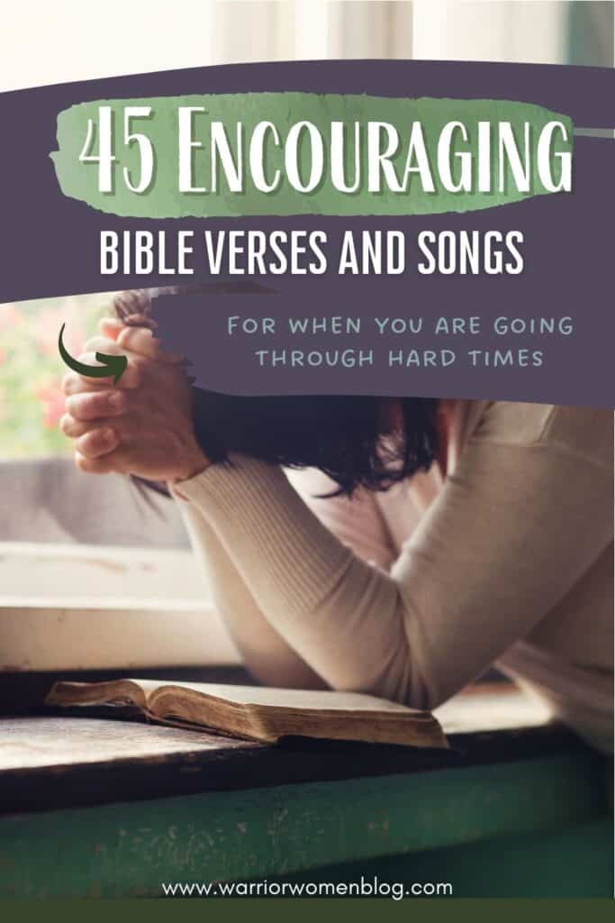 Woman praying over Bible for post 45 Powerful Bible Verses and Songs for Encouragement During Hard Times