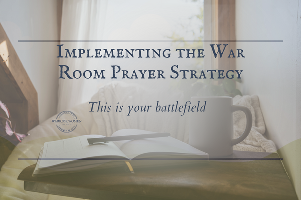 open Bible and notebook with coffee cup on a desk for implementing the war room prayer strategy