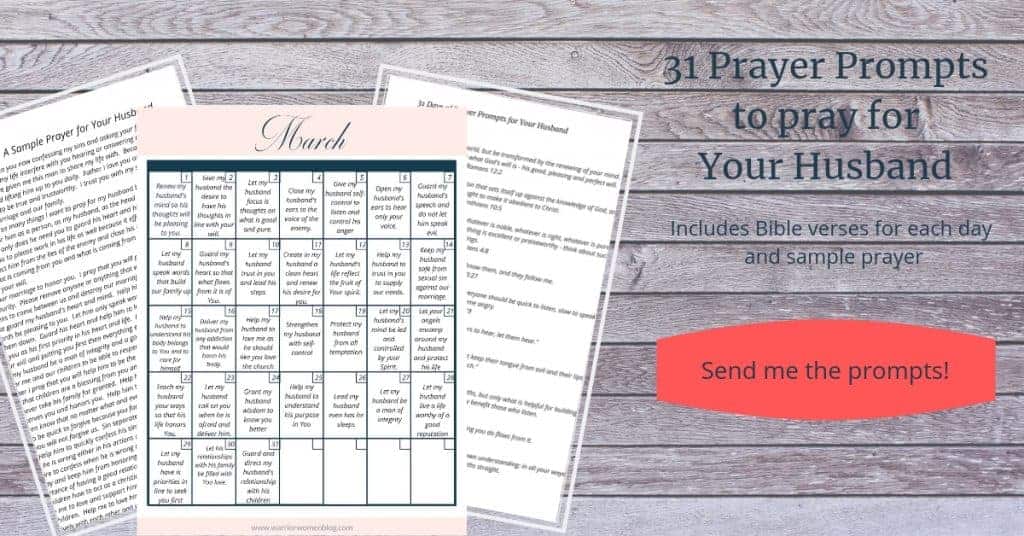 image of calendar with prayer prompts for your husband